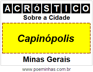 Acróstico Para Imprimir Sobre a Cidade Capinópolis