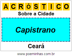 Acróstico Para Imprimir Sobre a Cidade Capistrano