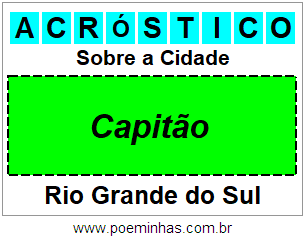 Acróstico Para Imprimir Sobre a Cidade Capitão