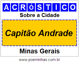 Acróstico Para Imprimir Sobre a Cidade Capitão Andrade