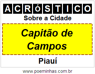 Acróstico Para Imprimir Sobre a Cidade Capitão de Campos