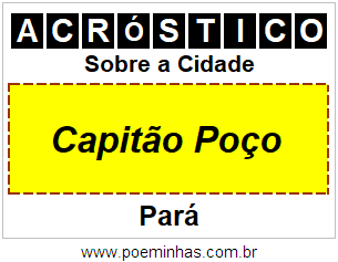 Acróstico Para Imprimir Sobre a Cidade Capitão Poço