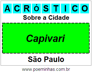 Acróstico Para Imprimir Sobre a Cidade Capivari