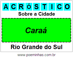 Acróstico Para Imprimir Sobre a Cidade Caraá