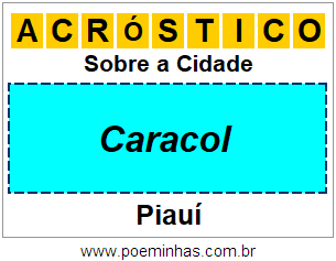 Acróstico Para Imprimir Sobre a Cidade Caracol