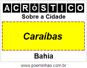 Acróstico Para Imprimir Sobre a Cidade Caraíbas