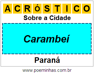 Acróstico Para Imprimir Sobre a Cidade Carambeí