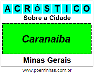 Acróstico Para Imprimir Sobre a Cidade Caranaíba