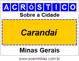 Acróstico Para Imprimir Sobre a Cidade Carandaí