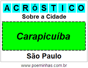 Acróstico Para Imprimir Sobre a Cidade Carapicuíba