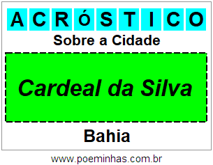 Acróstico Para Imprimir Sobre a Cidade Cardeal da Silva