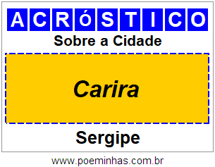 Acróstico Para Imprimir Sobre a Cidade Carira