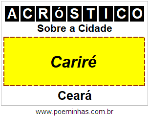 Acróstico Para Imprimir Sobre a Cidade Cariré