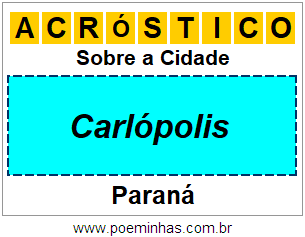 Acróstico Para Imprimir Sobre a Cidade Carlópolis