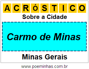 Acróstico Para Imprimir Sobre a Cidade Carmo de Minas