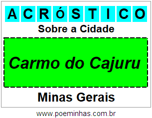 Acróstico Para Imprimir Sobre a Cidade Carmo do Cajuru