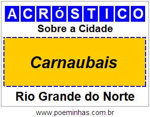 Acróstico Para Imprimir Sobre a Cidade Carnaubais