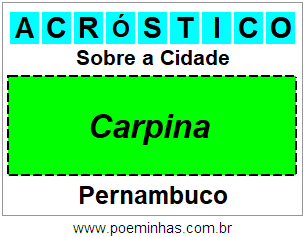 Acróstico Para Imprimir Sobre a Cidade Carpina