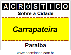 Acróstico Para Imprimir Sobre a Cidade Carrapateira