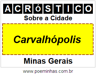 Acróstico Para Imprimir Sobre a Cidade Carvalhópolis