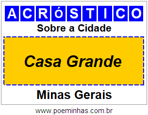 Acróstico Para Imprimir Sobre a Cidade Casa Grande