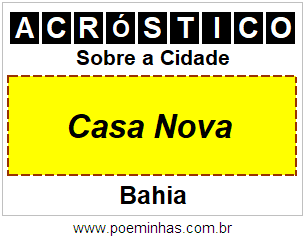 Acróstico Para Imprimir Sobre a Cidade Casa Nova