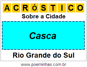 Acróstico Para Imprimir Sobre a Cidade Casca