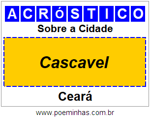 Acróstico Para Imprimir Sobre a Cidade Cascavel