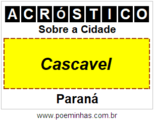 Acróstico Para Imprimir Sobre a Cidade Cascavel