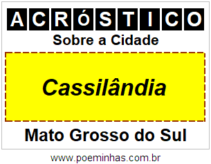 Acróstico Para Imprimir Sobre a Cidade Cassilândia