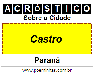 Acróstico Para Imprimir Sobre a Cidade Castro