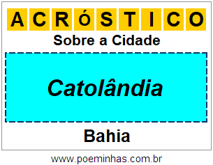 Acróstico Para Imprimir Sobre a Cidade Catolândia