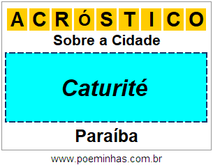 Acróstico Para Imprimir Sobre a Cidade Caturité