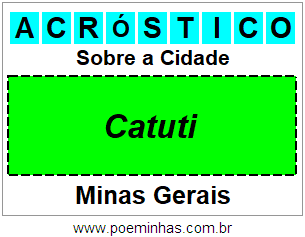 Acróstico Para Imprimir Sobre a Cidade Catuti