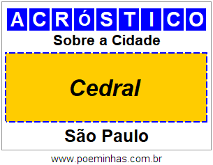 Acróstico Para Imprimir Sobre a Cidade Cedral