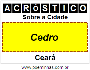 Acróstico Para Imprimir Sobre a Cidade Cedro