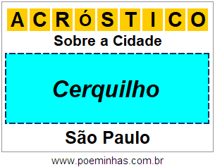 Acróstico Para Imprimir Sobre a Cidade Cerquilho