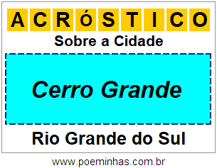 Acróstico Para Imprimir Sobre a Cidade Cerro Grande