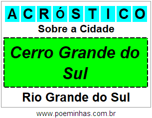 Acróstico Para Imprimir Sobre a Cidade Cerro Grande do Sul