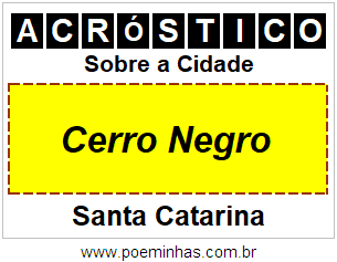 Acróstico Para Imprimir Sobre a Cidade Cerro Negro