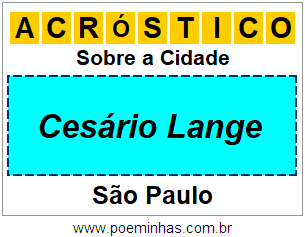 Acróstico Para Imprimir Sobre a Cidade Cesário Lange