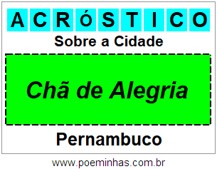 Acróstico Para Imprimir Sobre a Cidade Chã de Alegria