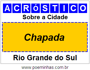 Acróstico Para Imprimir Sobre a Cidade Chapada