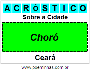 Acróstico Para Imprimir Sobre a Cidade Choró