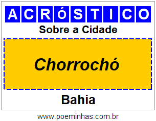 Acróstico Para Imprimir Sobre a Cidade Chorrochó