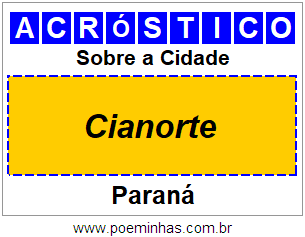 Acróstico Para Imprimir Sobre a Cidade Cianorte