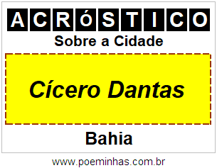 Acróstico Para Imprimir Sobre a Cidade Cícero Dantas