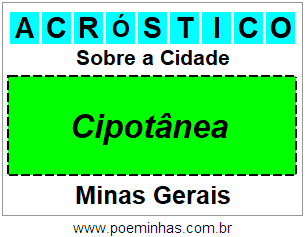 Acróstico Para Imprimir Sobre a Cidade Cipotânea