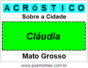 Acróstico Para Imprimir Sobre a Cidade Cláudia