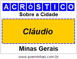 Acróstico Para Imprimir Sobre a Cidade Cláudio